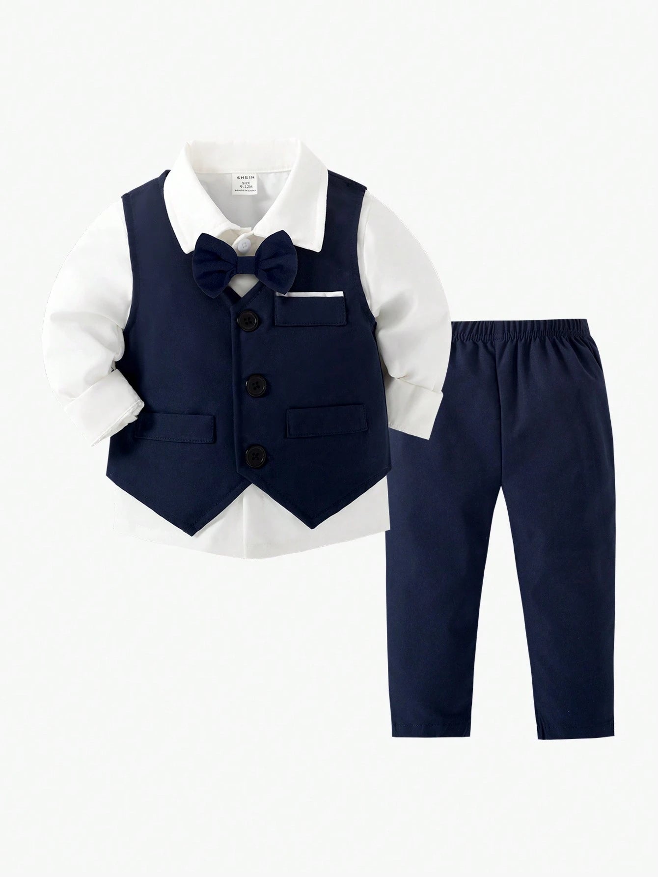 2pcs Gentleman Suit Includes Woven Vest And Trousers, Suitable For Birthday Party, Wedding, Stage Performance, Baby Boy Clothes
