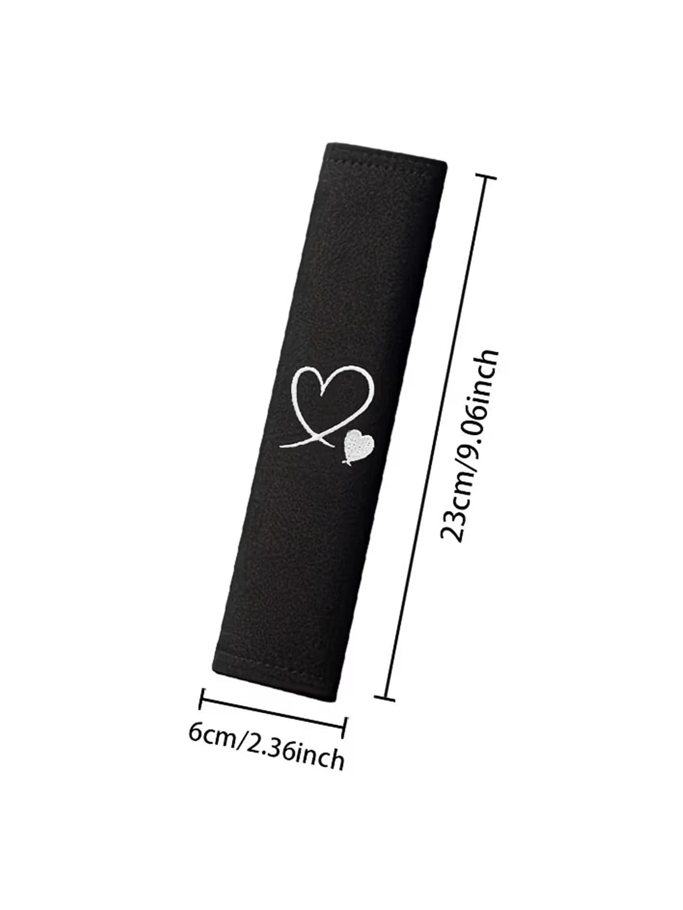 2pcs Heart Embroidered Car Seat Belt Shoulder Pads, Black Car Accessories, Soft Breathable Fabric, Enhance Interior Comfort, Upgrade Driving Experience, Fashion Design
