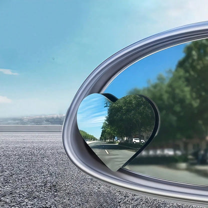2pcs Heart-Shaped Frameless Convex Blind Spot Mirror, High Definition 360° Rearview Assist Mirror, Car Heart-Shaped Blind Spot Mirror, Frameless Blind Spot Mirror, 360° Wide Angle Convex Mirror, Fan-S