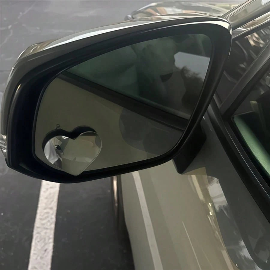 2pcs Heart-Shaped Frameless Convex Blind Spot Mirror, High Definition 360° Rearview Assist Mirror, Car Heart-Shaped Blind Spot Mirror, Frameless Blind Spot Mirror, 360° Wide Angle Convex Mirror, Fan-S