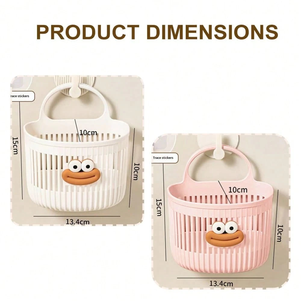 2pcs Kids Bathroom Wall-Mounted Storage Baskets, Drill-Free Multi-Function Shower Caddy