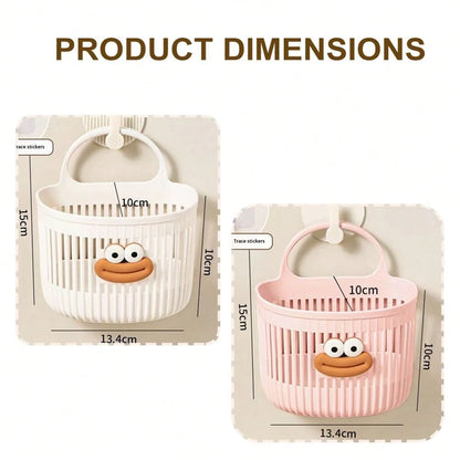 2pcs Kids Bathroom Wall-Mounted Storage Baskets, Drill-Free Multi-Function Shower Caddy