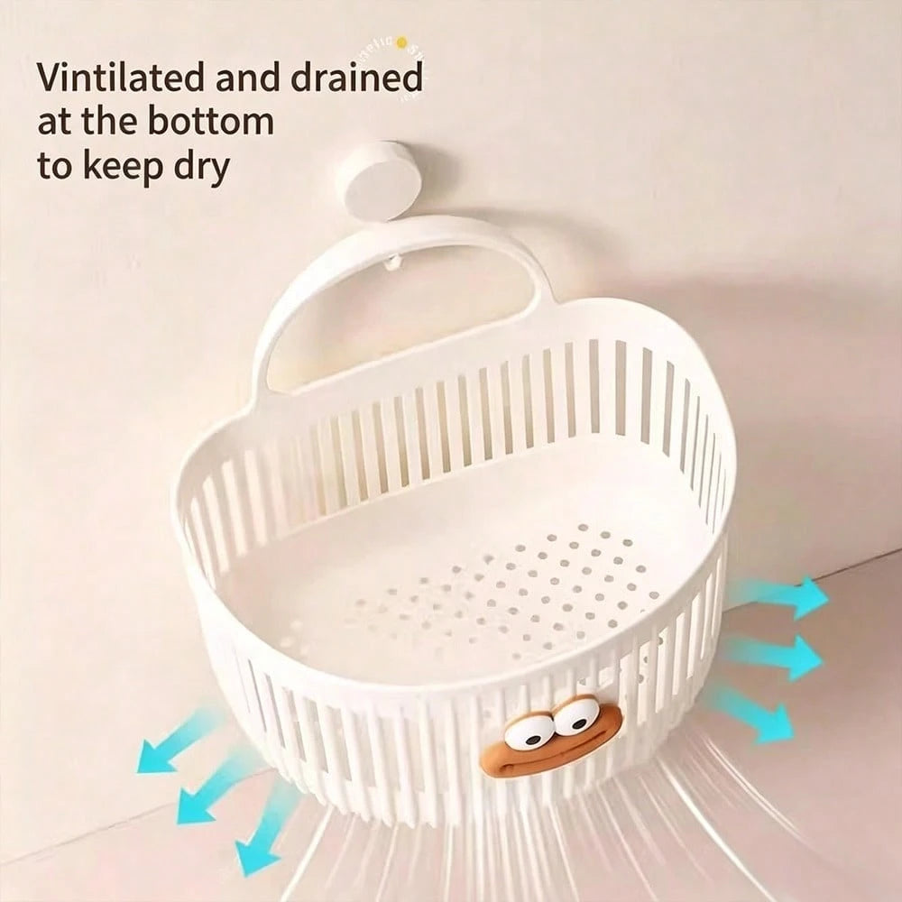 2pcs Kids Bathroom Wall-Mounted Storage Baskets, Drill-Free Multi-Function Shower Caddy