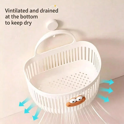 2pcs Kids Bathroom Wall-Mounted Storage Baskets, Drill-Free Multi-Function Shower Caddy