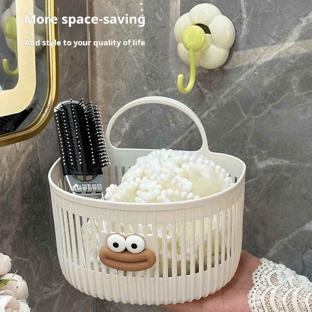 2pcs Kids Bathroom Wall-Mounted Storage Baskets, Drill-Free Multi-Function Shower Caddy