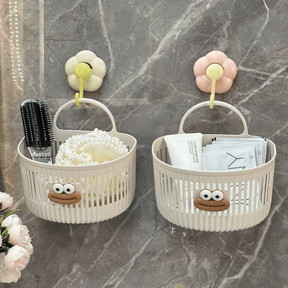 2pcs Kids Bathroom Wall-Mounted Storage Baskets, Drill-Free Multi-Function Shower Caddy