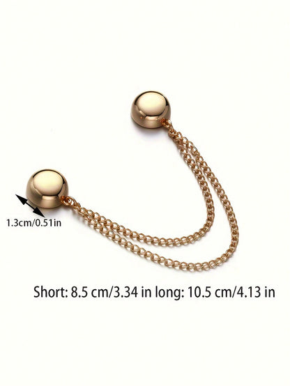 2pcs Multifunctional Magnetic Clothespin, New Magnetic Clothespin, Powerful Turban Magnet With Chain, Shirt Clip Clothespin, Women's Dress Fashion Accessory For Tightening T-Shirt Hems, Collar Hems An