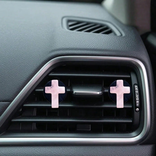 2pcs Natural Stone Cross Car Air Vent Clip, DIY Car Interior Accessories