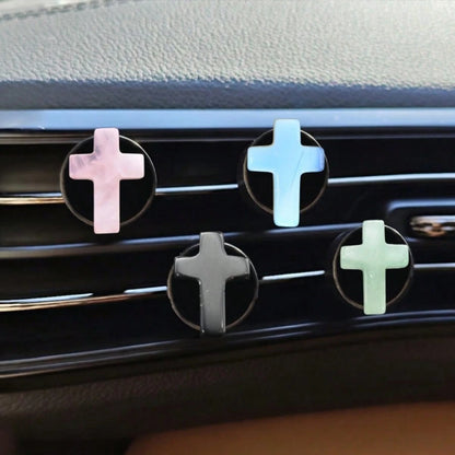 2pcs Natural Stone Cross Car Air Vent Clip, DIY Car Interior Accessories