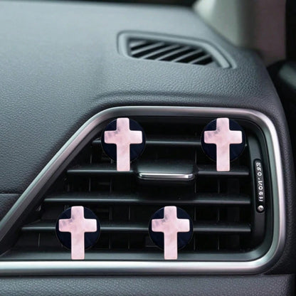 2pcs Natural Stone Cross Car Air Vent Clip, DIY Car Interior Accessories