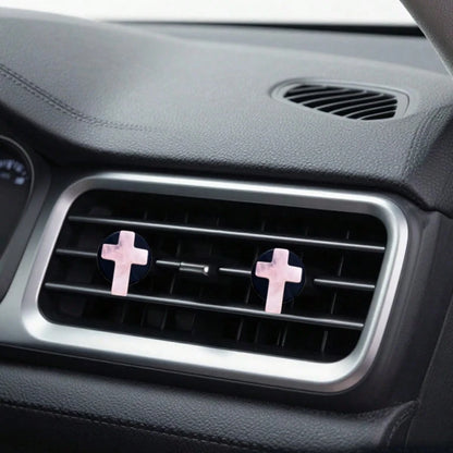 2pcs Natural Stone Cross Car Air Vent Clip, DIY Car Interior Accessories