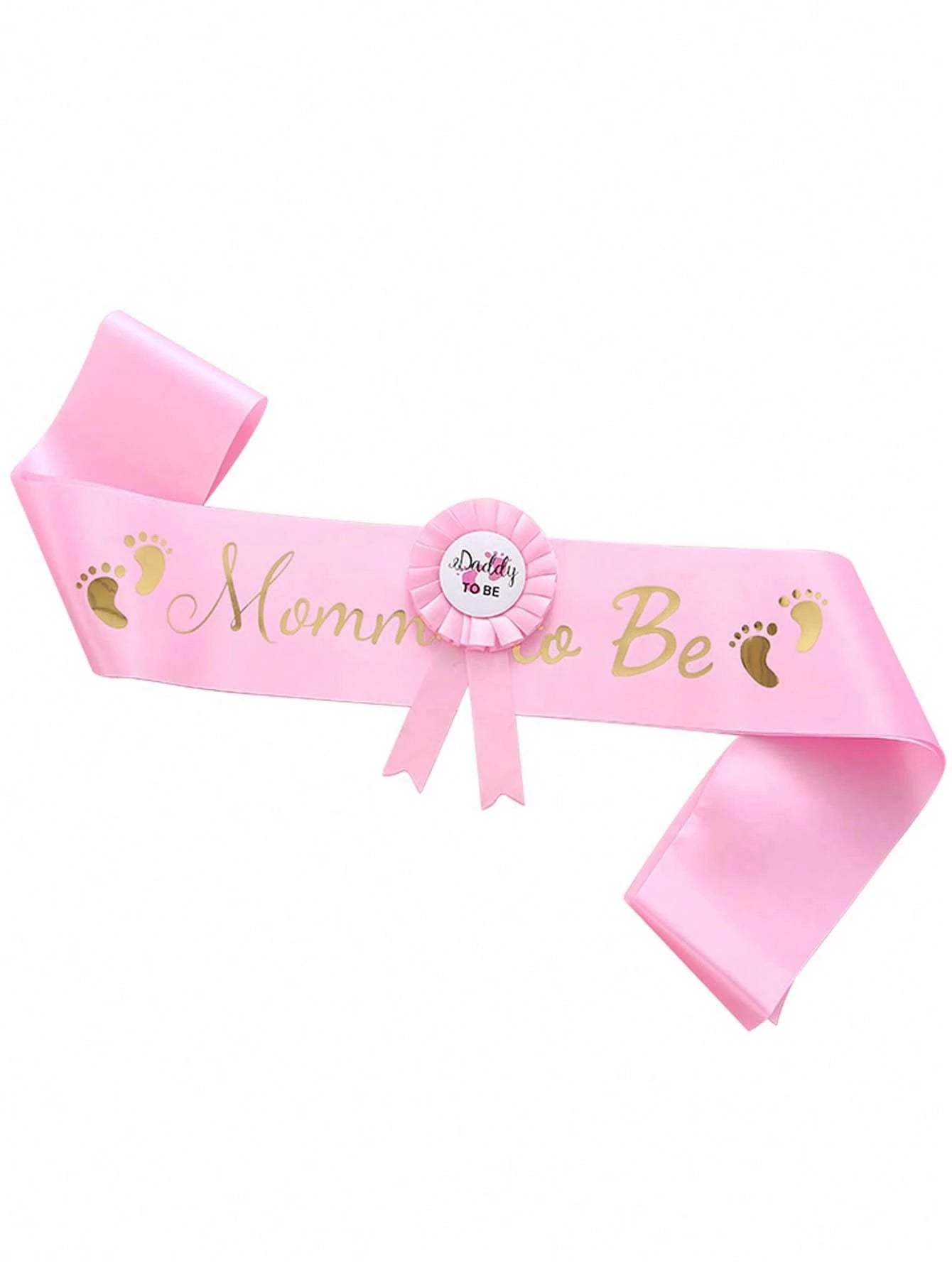 2pcs Pink Baby Shower Sash Set, Mommy-To-Be Sash And Daddy-To-Be Badge, Mommy And Baby Girl Baby Shower Decorations, Gender Reveal Gift