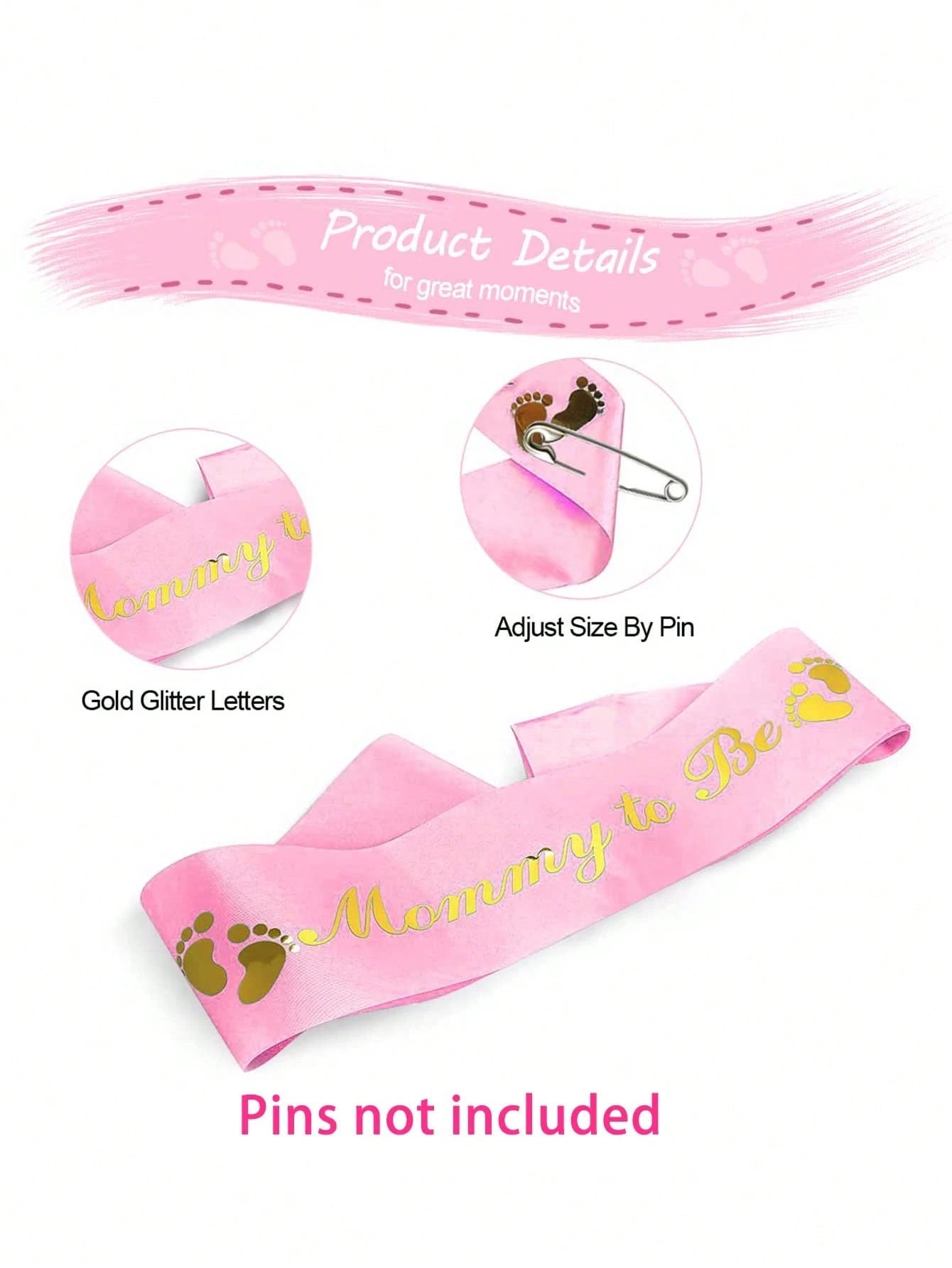 2pcs Pink Baby Shower Sash Set, Mommy-To-Be Sash And Daddy-To-Be Badge, Mommy And Baby Girl Baby Shower Decorations, Gender Reveal Gift