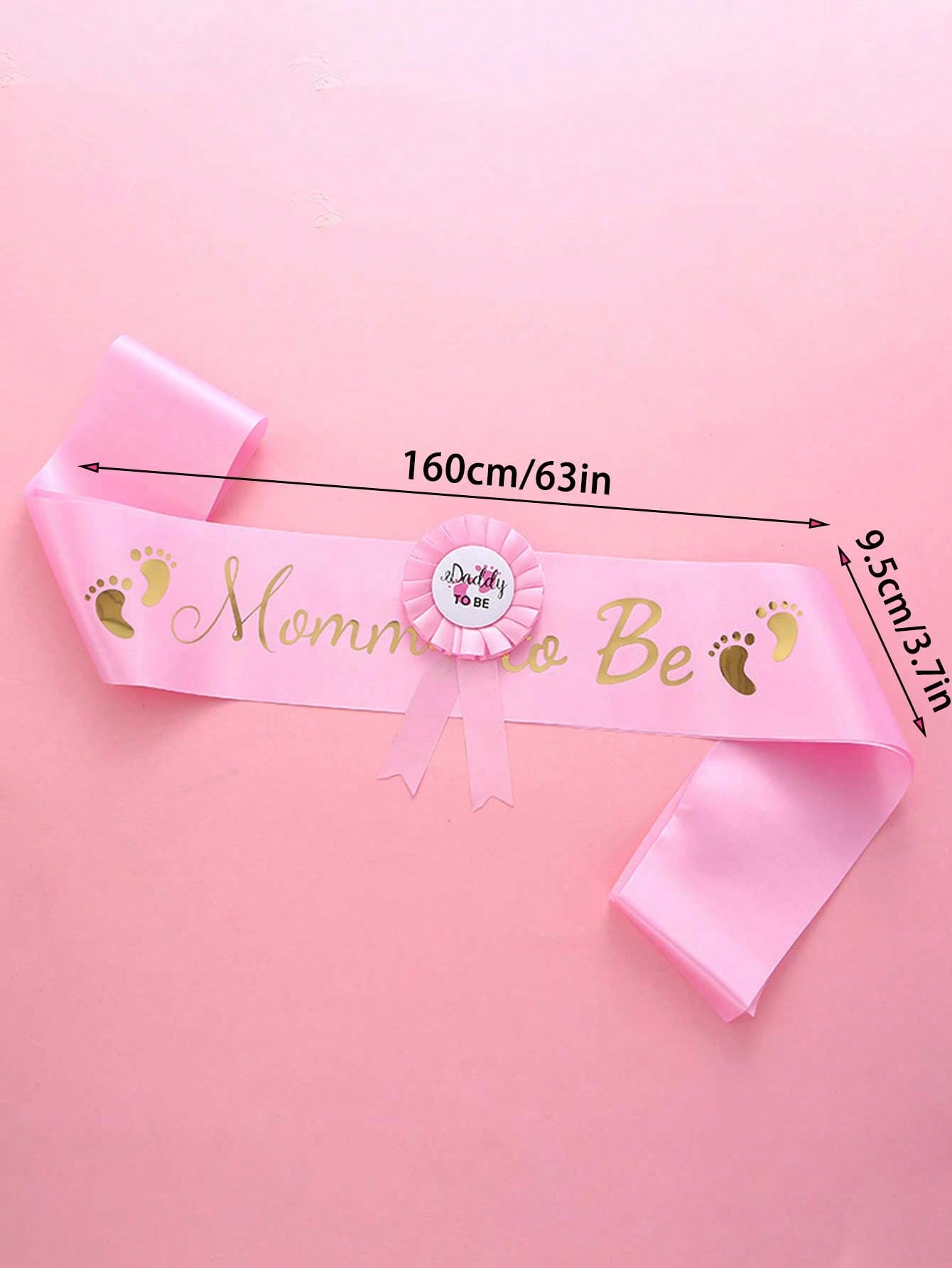 2pcs Pink Baby Shower Sash Set, Mommy-To-Be Sash And Daddy-To-Be Badge, Mommy And Baby Girl Baby Shower Decorations, Gender Reveal Gift