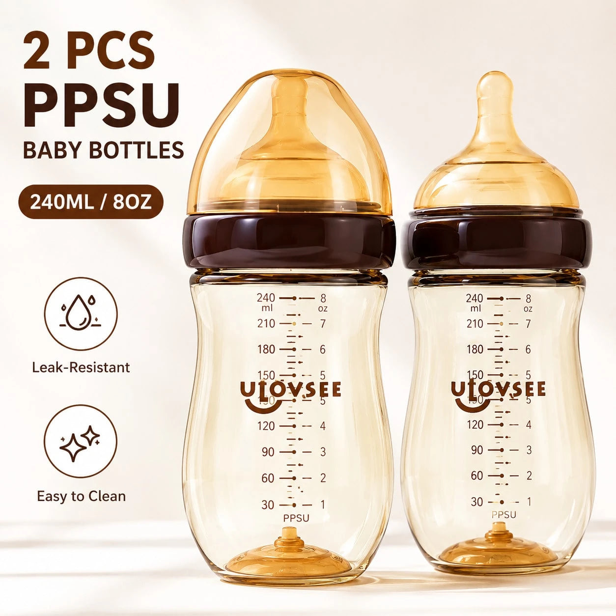 2pcs PPSU Anti Colic Baby Bottle With Air Vent System For Newborns Infant Feeding Bottle With Anti Choking Design Easy Grip For Toddlers Weaning Transition Bottle With Nipple