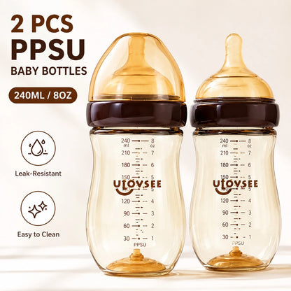 2pcs PPSU Anti Colic Baby Bottle With Air Vent System For Newborns Infant Feeding Bottle With Anti Choking Design Easy Grip For Toddlers Weaning Transition Bottle With Nipple