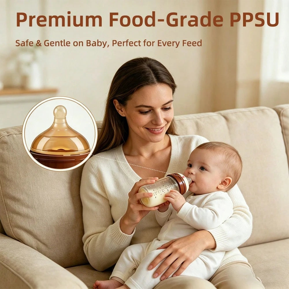 2pcs PPSU Anti Colic Baby Bottle With Air Vent System For Newborns Infant Feeding Bottle With Anti Choking Design Easy Grip For Toddlers Weaning Transition Bottle With Nipple