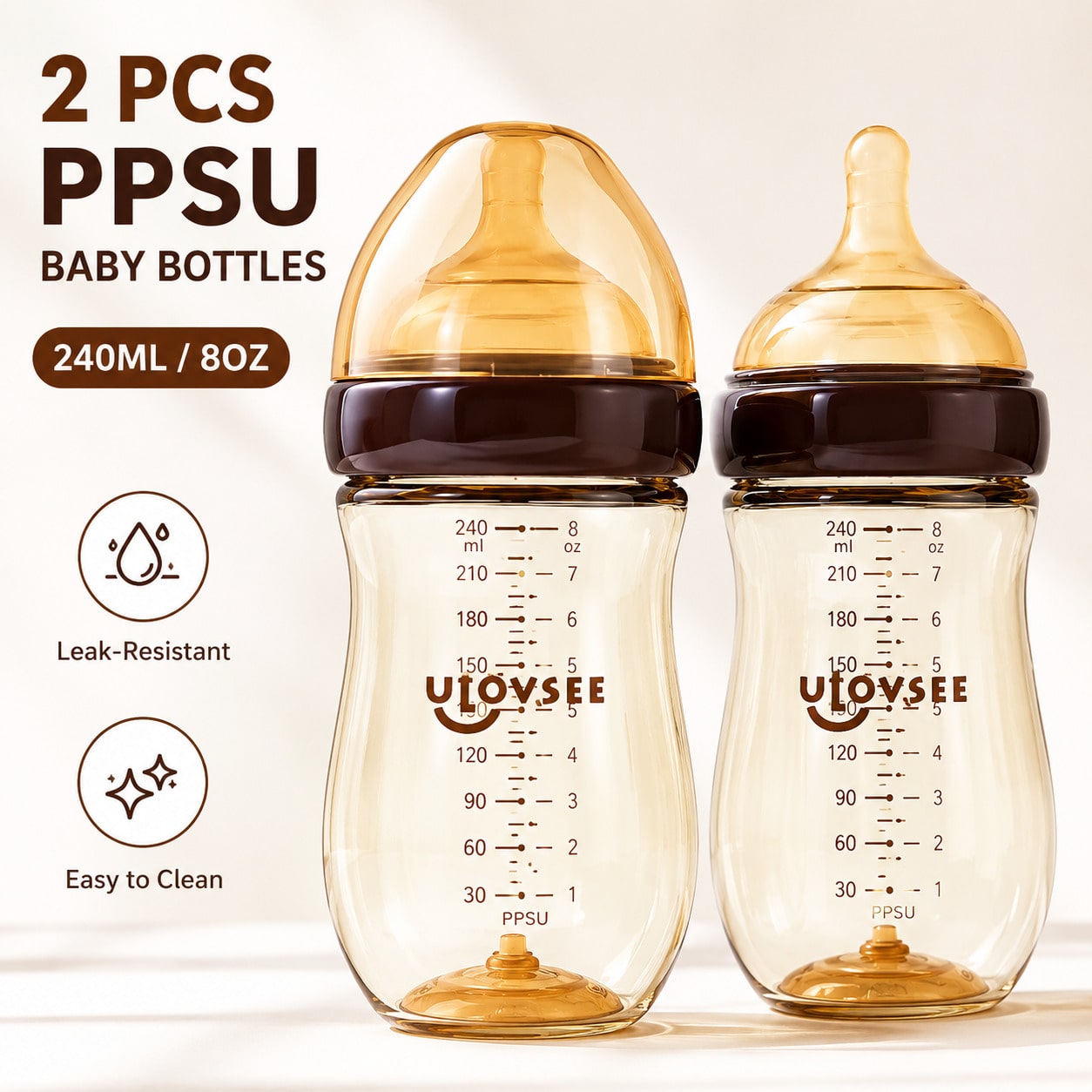 2pcs PPSU Anti Colic Baby Bottle With Air Vent System For Newborns Infant Feeding Bottle With Anti Choking Design Easy Grip For Toddlers Weaning Transition Bottle With Nipple