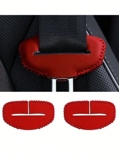 2pcs PU Leather Car Seat Belt Buckle Covers, Car Interior Accessories, Car Seat Belt Pin Protectors, Car Interior Decoration, Car Seat Covers, Seat Belt Covers, Car Accessories, Car Interior Decoratio