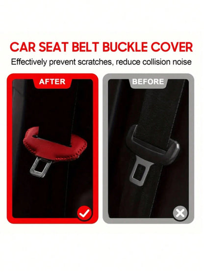 2pcs PU Leather Car Seat Belt Buckle Covers, Car Interior Accessories, Car Seat Belt Pin Protectors, Car Interior Decoration, Car Seat Covers, Seat Belt Covers, Car Accessories, Car Interior Decoratio