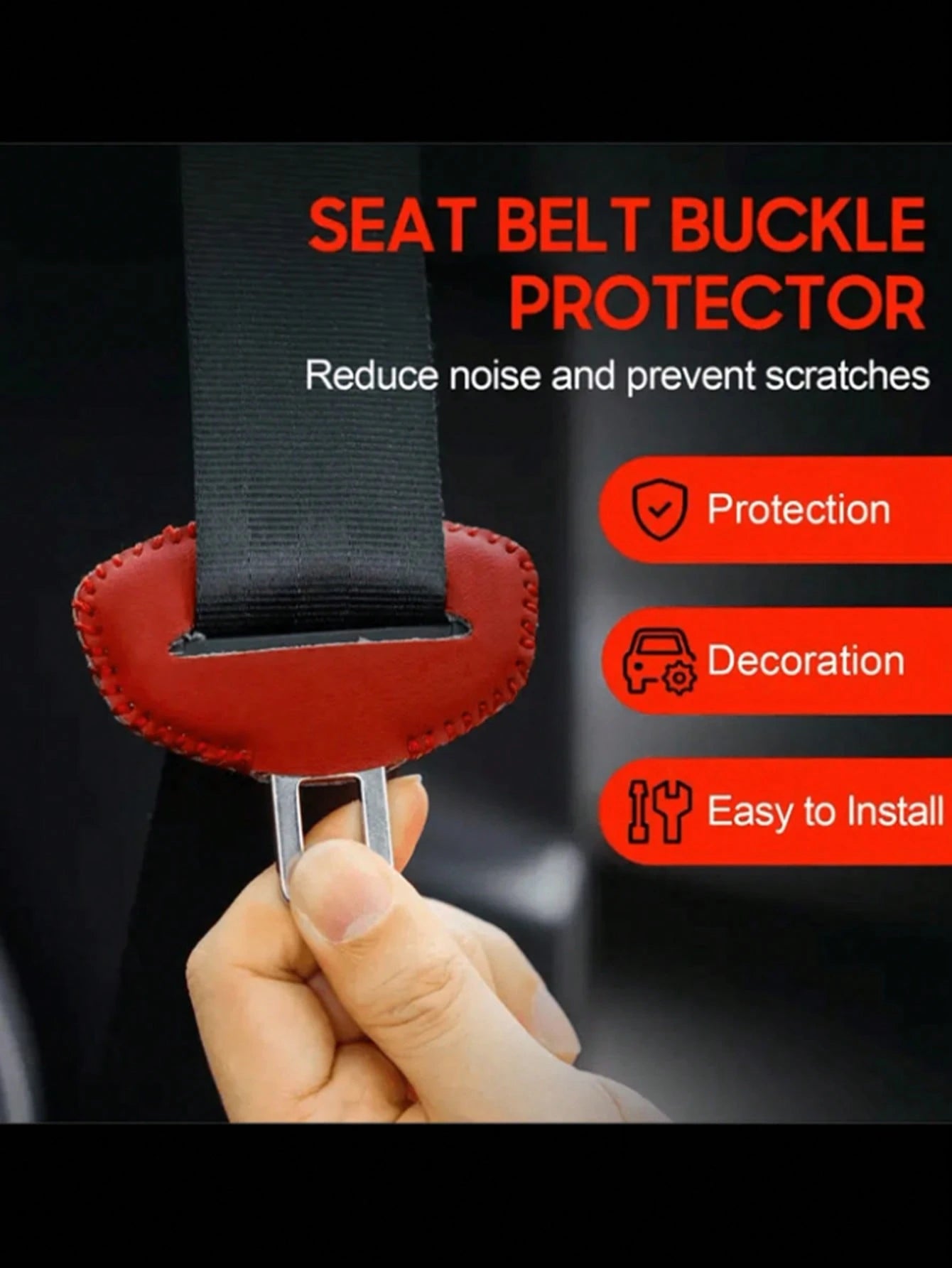 2pcs PU Leather Car Seat Belt Buckle Covers, Car Interior Accessories, Car Seat Belt Pin Protectors, Car Interior Decoration, Car Seat Covers, Seat Belt Covers, Car Accessories, Car Interior Decoratio