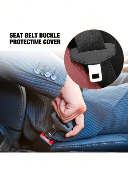 2pcs PU Leather Car Seat Belt Buckle Covers, Car Interior Accessories, Car Seat Belt Pin Protectors, Car Interior Decoration, Car Seat Covers, Seat Belt Covers, Car Accessories, Car Interior Decoratio
