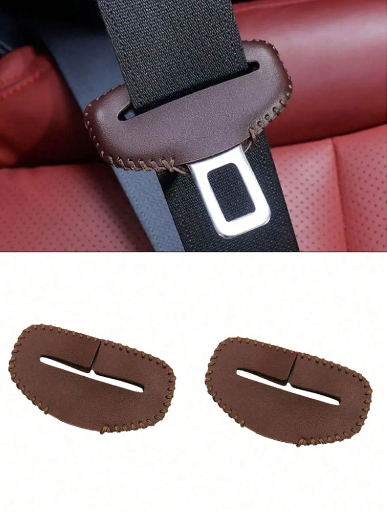 2pcs PU Leather Car Seat Belt Buckle Covers, Car Interior Accessories, Car Seat Belt Pin Protectors, Car Interior Decoration, Car Seat Covers, Seat Belt Covers, Car Accessories, Car Interior Decoratio
