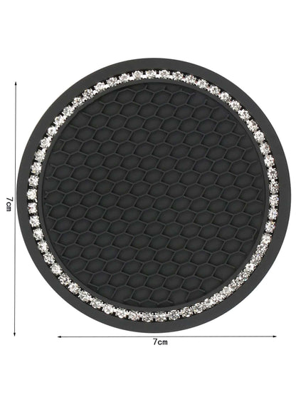 2pcs Rhinestone Decor Car Coaster