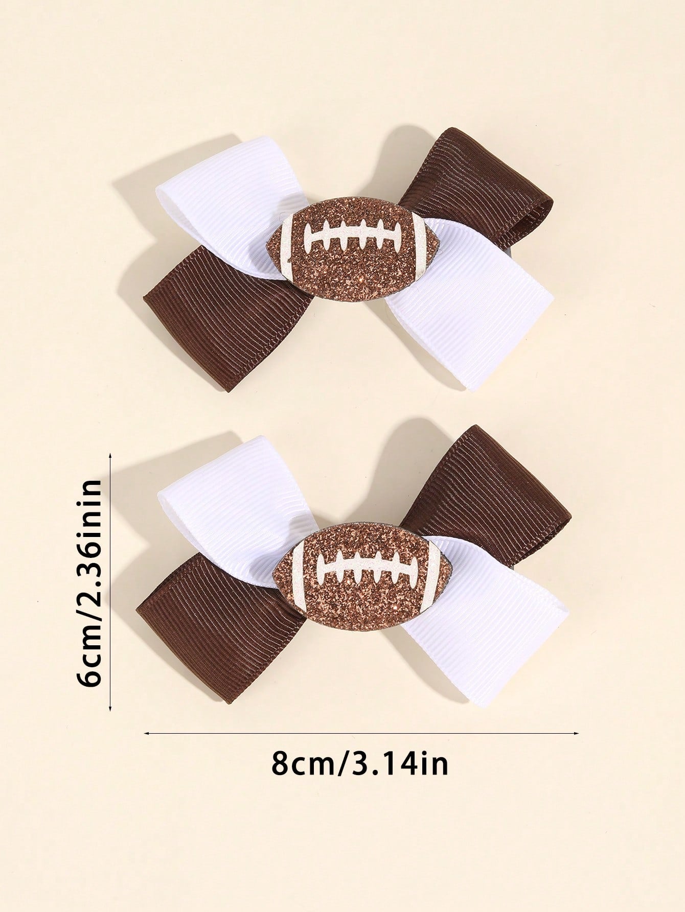 2pcs Rugby Hair Bows For Girls Sparkling Football Glitter Decor Bow Hair Clips Sporty Style Hairpins Grosgrain Ribbon Cheer Bow Girls Holiday Party Outfit Decor Stuff Gift Kids Baby Hair Accessories