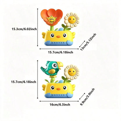 2pcs/Set (1 Toy And 1 Spoon) Bathtub Toy Water Wheel With Suction Cup, Rotating Function, Water Bird Whistle Toy, Interactive Bathroom Toy For Children, Suitable For Playing In Bathtub. Baby Bathtub T