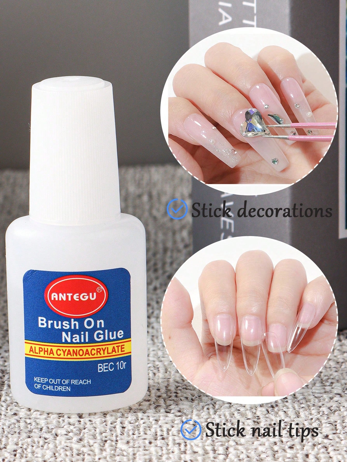 2pcs/Set 10g Fake Nail Glue Nail Adhesive With Brush, Suitable For Nail Art Rhinestones, Quick Dry UV Gel Glue, Nail Art Patch Tool