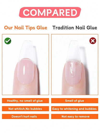 2pcs/Set 10g Fake Nail Glue Nail Adhesive With Brush, Suitable For Nail Art Rhinestones, Quick Dry UV Gel Glue, Nail Art Patch Tool