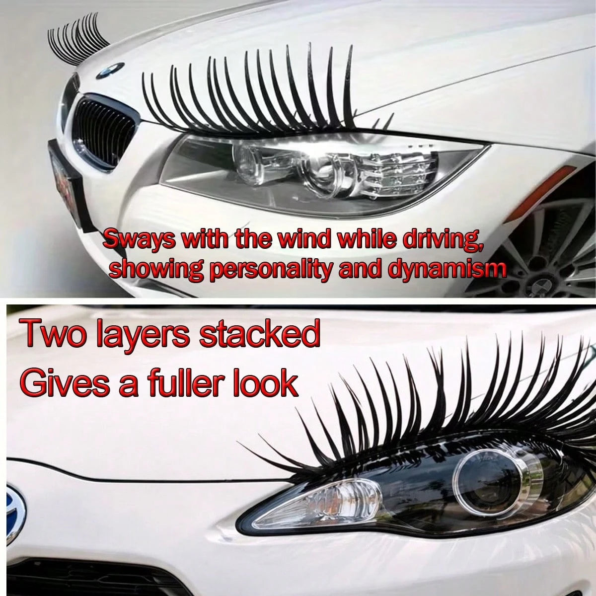 2pcs/Set 3D Black Eyelash Car Headlight Stickers- Personalized 3D Car Decals To Enhance Visibility And Style, Easy To Apply And Remove, Suitable For Most Vehicles, Car Accessories, Car Stickers, Car
