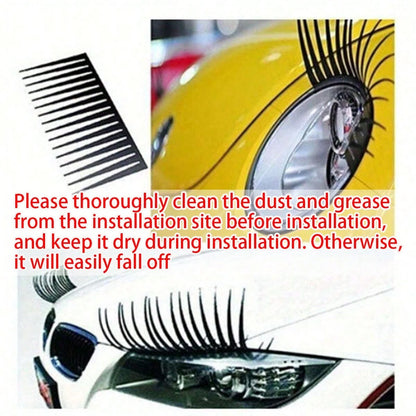 2pcs/Set 3D Black Eyelash Car Headlight Stickers- Personalized 3D Car Decals To Enhance Visibility And Style, Easy To Apply And Remove, Suitable For Most Vehicles, Car Accessories, Car Stickers, Car