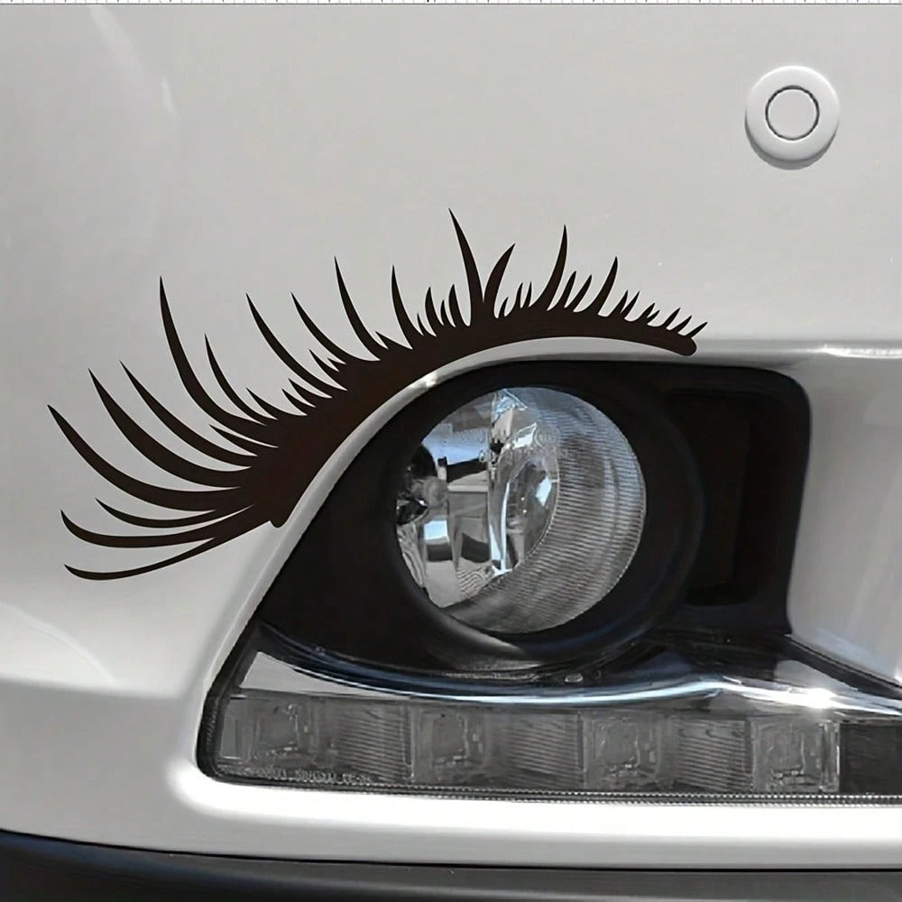 2pcs/Set 3D Black Eyelash Car Headlight Stickers- Personalized 3D Car Decals To Enhance Visibility And Style, Easy To Apply And Remove, Suitable For Most Vehicles, Car Accessories, Car Stickers, Car