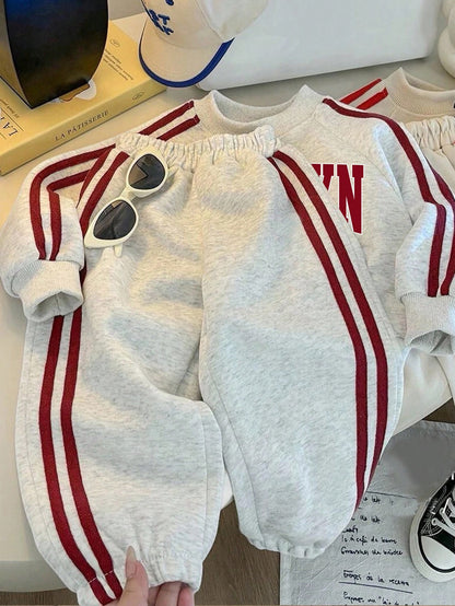 2pcs/Set Baby Boy Autumn/Winter Cute Knitted Cartoon Pattern Long Sleeve Sweatshirt & Pants Tracksuit Joggers Dinosaur Outfit Infant Set