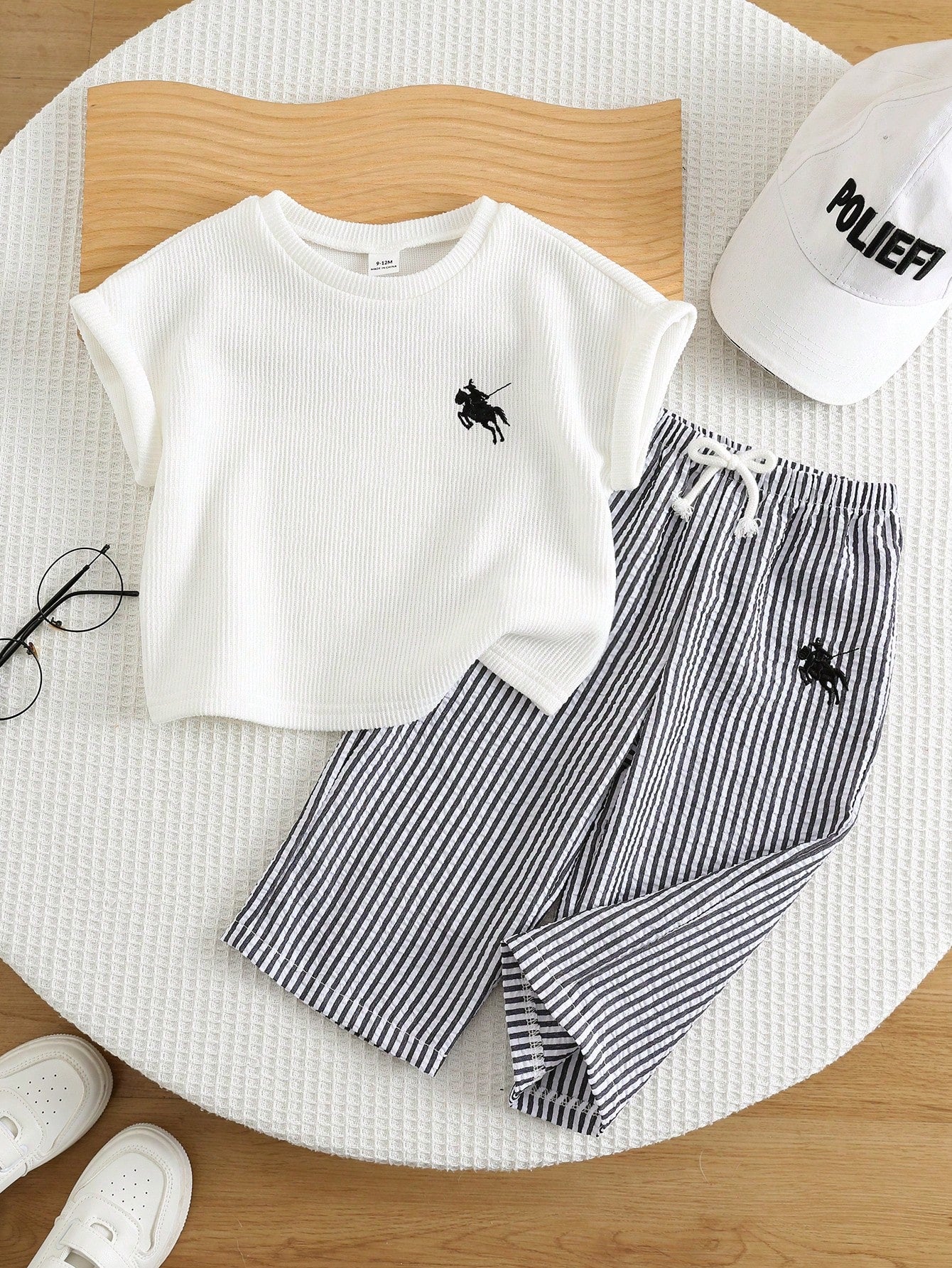 2pcs/Set Baby Boy Baby Girl Unisex Baby Clothes Summer Short Sleeve Letter T-Shirt Top & Flared Wide Leg Pants Outfit, Infant Set, Summer Set, Autumn Set, Holiday Set