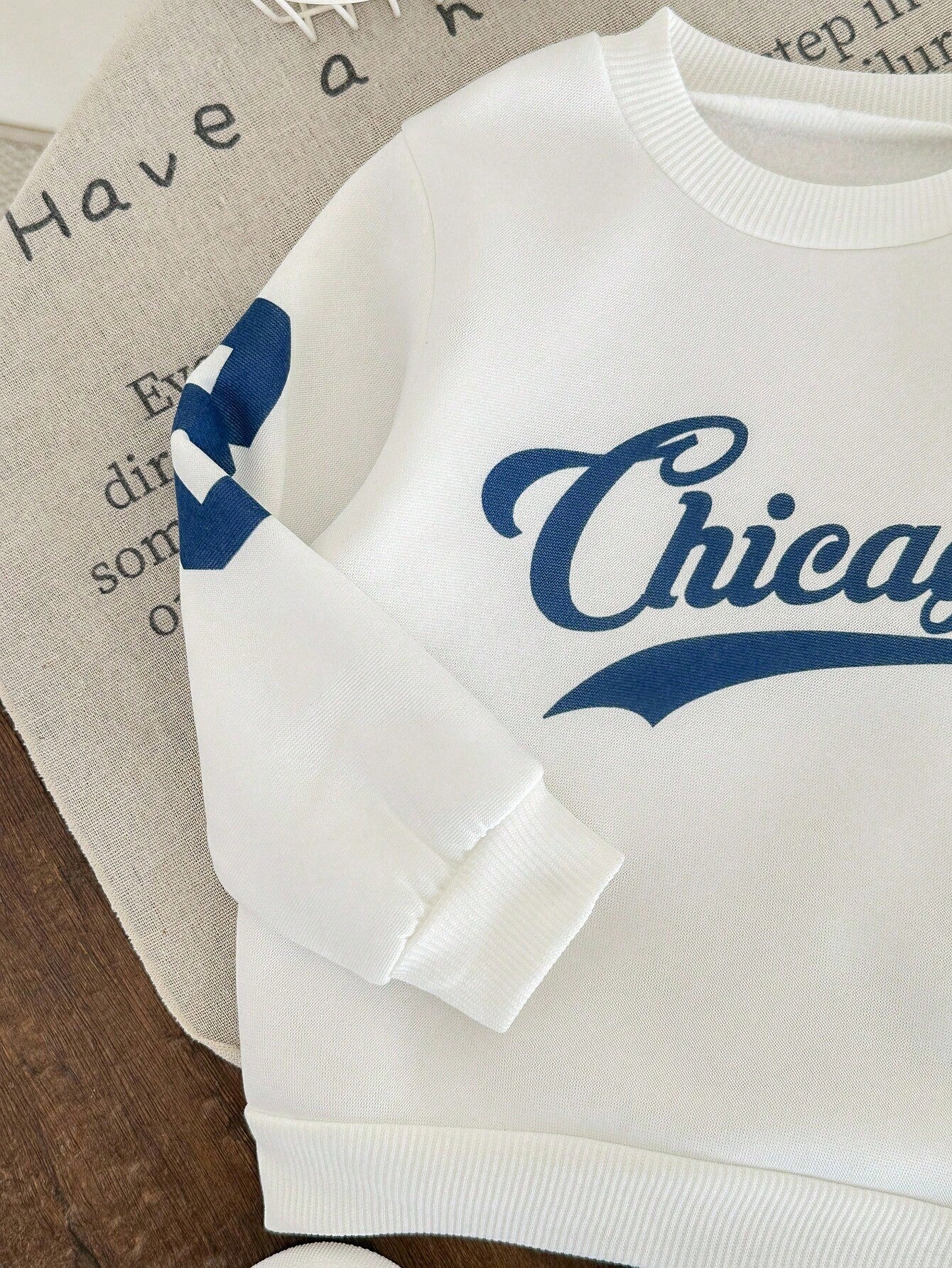 2pcs/Set Baby Boys Thermal Lined Hoodie & Denim Winter Pants,Blue White Stripe,Autumn,Street Life Casual Graphic Street Fashion,City,Back-To-School