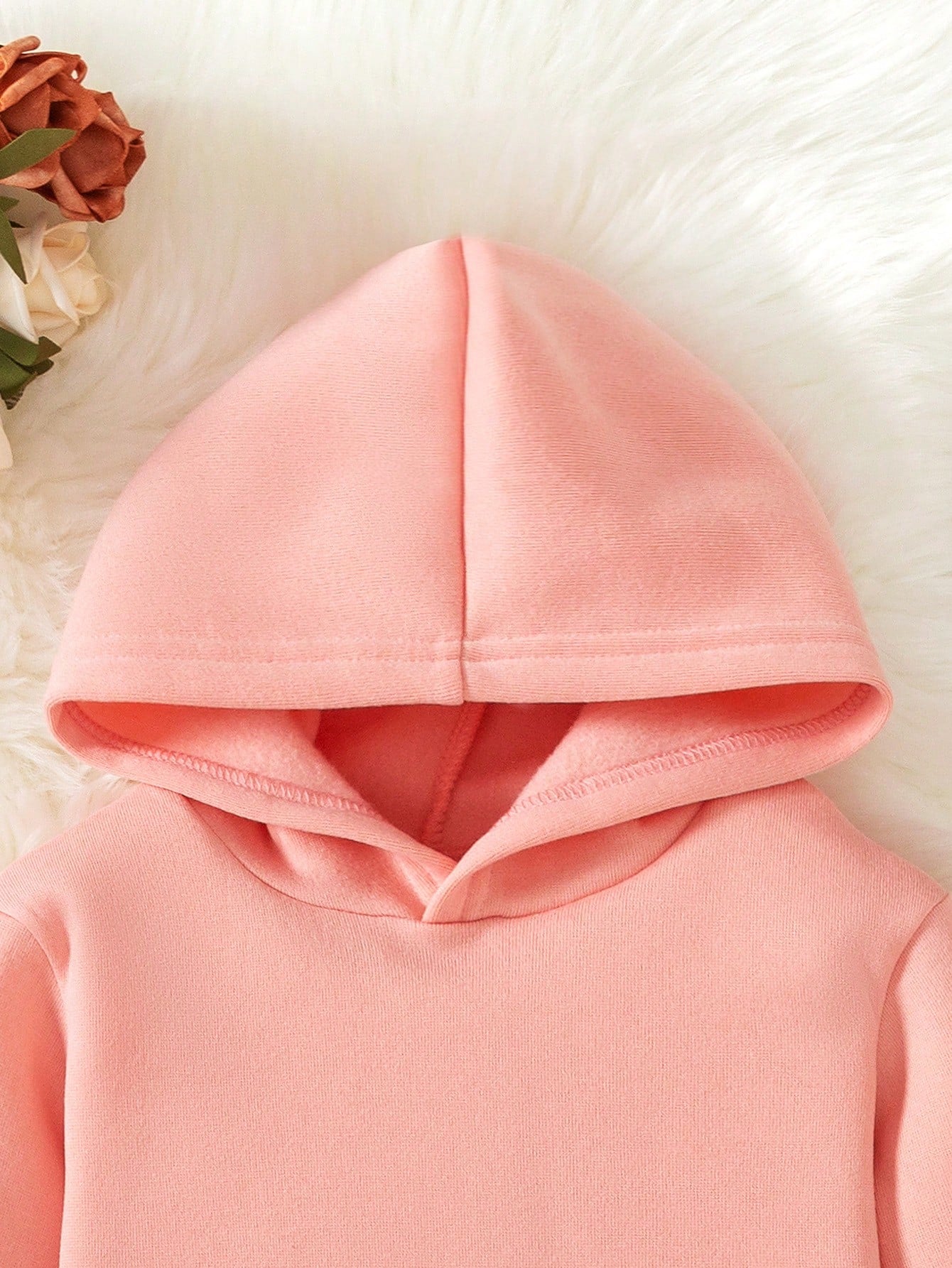2pcs/Set Baby Girl Leopard Print & Letter Graphic Thermal Lined Hooded Sweatshirt And Pants Set, Autumn/Winter Fall Clothes