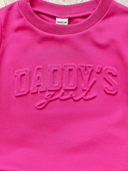 2pcs/Set Baby Girls "Daddy's Girl" Graphic Tee & Shorts Set, Classic Casual All-Match Outfit, Suitable For Spring/Summer