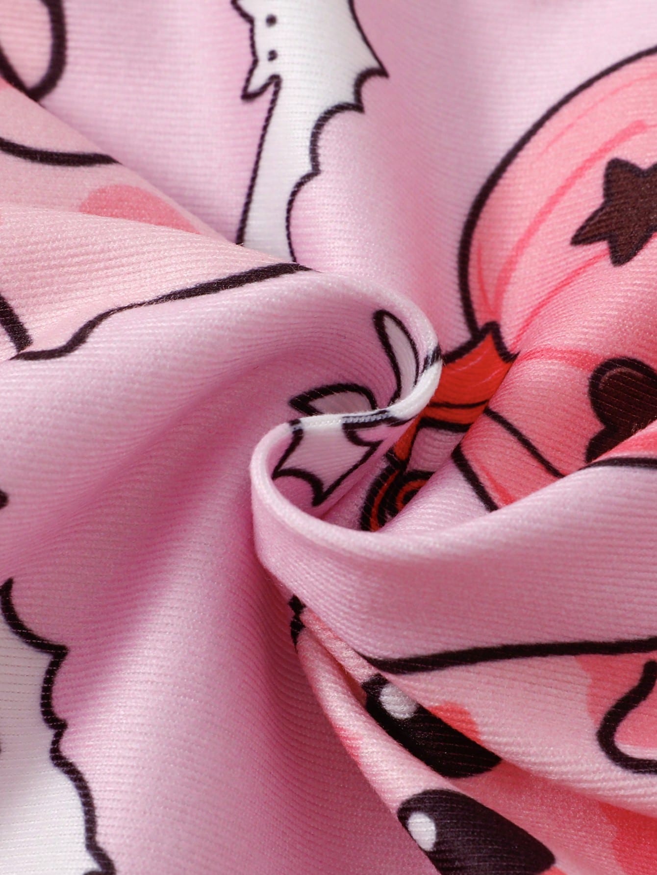 2pcs/Set Halloween Cute Ghost Bat Pumpkin Head Print Infant Girls Pajamas Pink Snug Fit Soft Stretchy Comfortable Casual Long Sleeve Pants Set