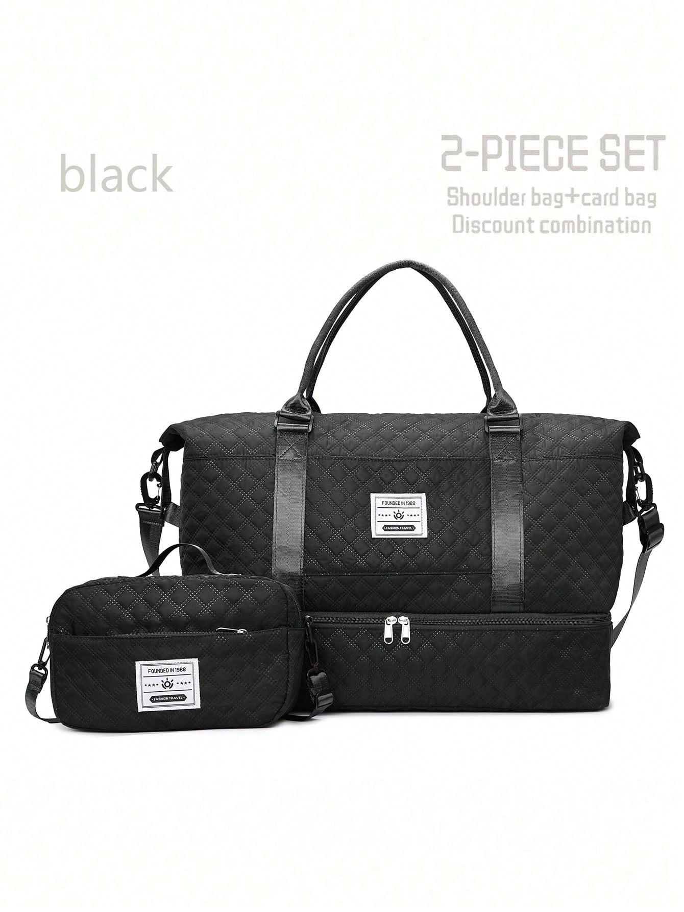 2pcs/Set Large Capacity Travel Tote Bag, Diaper Bag, Wet & Dry Separation Gym Bag, Weekend Overnight Shoulder Bag, Hospital Essential Mommy Bag