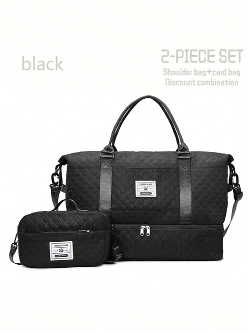 2pcs/Set Large Capacity Travel Tote Bag, Diaper Bag, Wet & Dry Separation Gym Bag, Weekend Overnight Shoulder Bag, Hospital Essential Mommy Bag