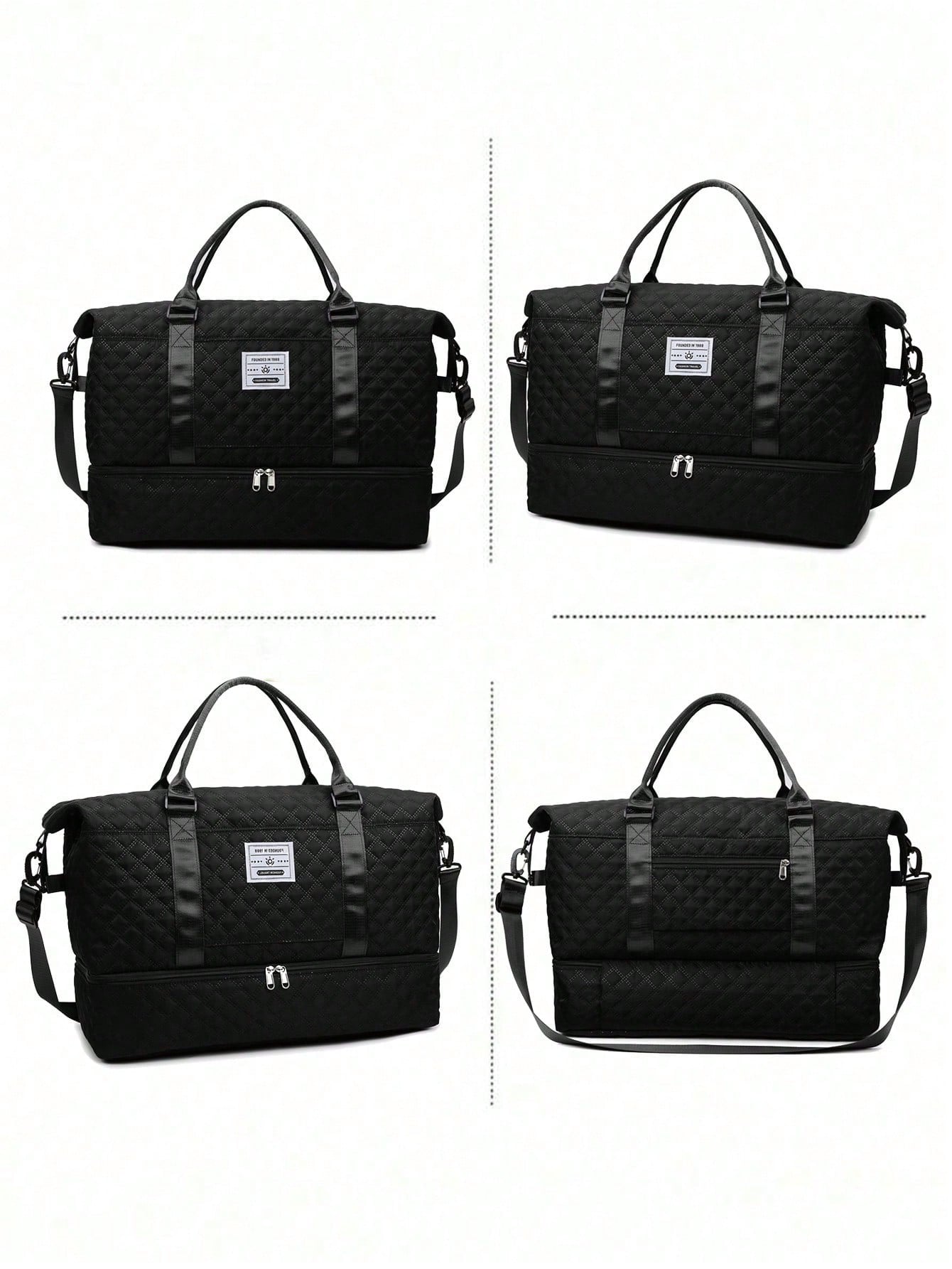 2pcs/Set Large Capacity Travel Tote Bag, Diaper Bag, Wet & Dry Separation Gym Bag, Weekend Overnight Shoulder Bag, Hospital Essential Mommy Bag