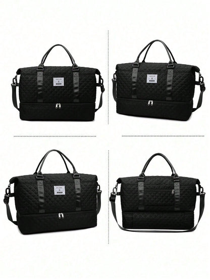 2pcs/Set Large Capacity Travel Tote Bag, Diaper Bag, Wet & Dry Separation Gym Bag, Weekend Overnight Shoulder Bag, Hospital Essential Mommy Bag