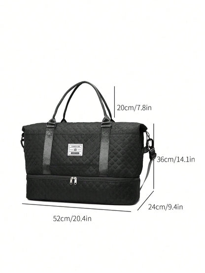 2pcs/Set Large Capacity Travel Tote Bag, Diaper Bag, Wet & Dry Separation Gym Bag, Weekend Overnight Shoulder Bag, Hospital Essential Mommy Bag