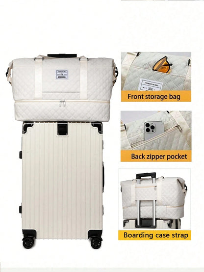 2pcs/Set Large Capacity Travel Tote Bag, Diaper Bag, Wet & Dry Separation Gym Bag, Weekend Overnight Shoulder Bag, Hospital Essential Mommy Bag