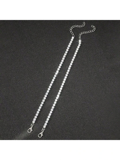 2pcs/Set Men's Simple Hip Hop Rhinestone Bracelet