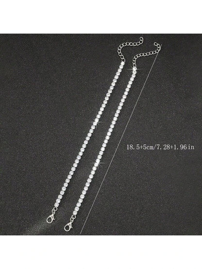 2pcs/Set Men's Simple Hip Hop Rhinestone Bracelet