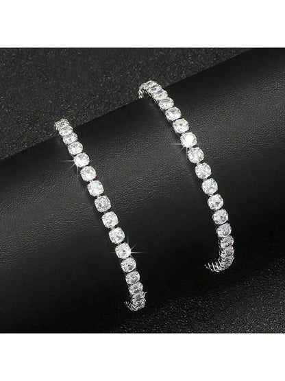 2pcs/Set Men's Simple Hip Hop Rhinestone Bracelet